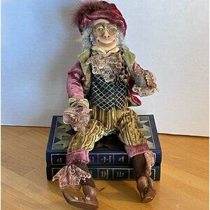 Katherine's Collection Wayne Kleski Monkey Doll Shelf Sitter Pipe Glasses